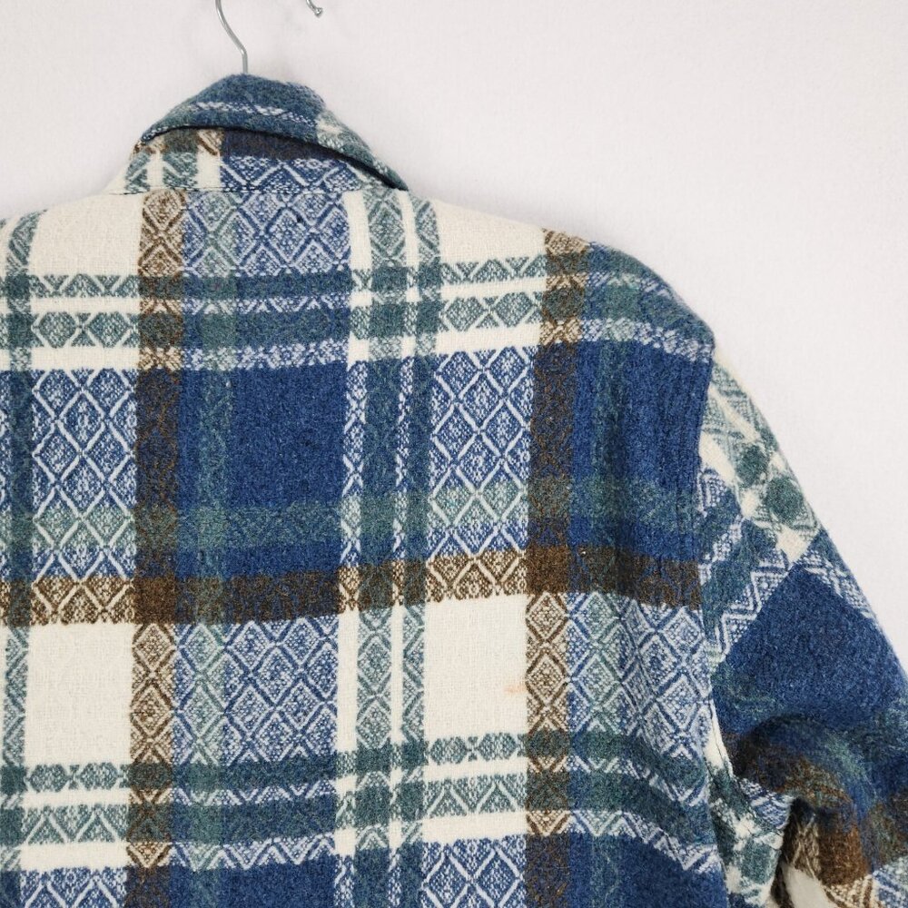 Lucky Brand Jacket Mens Medium Blue Plaid Wool Blend Button Front Shirt Shacket - Picture 13 of 15